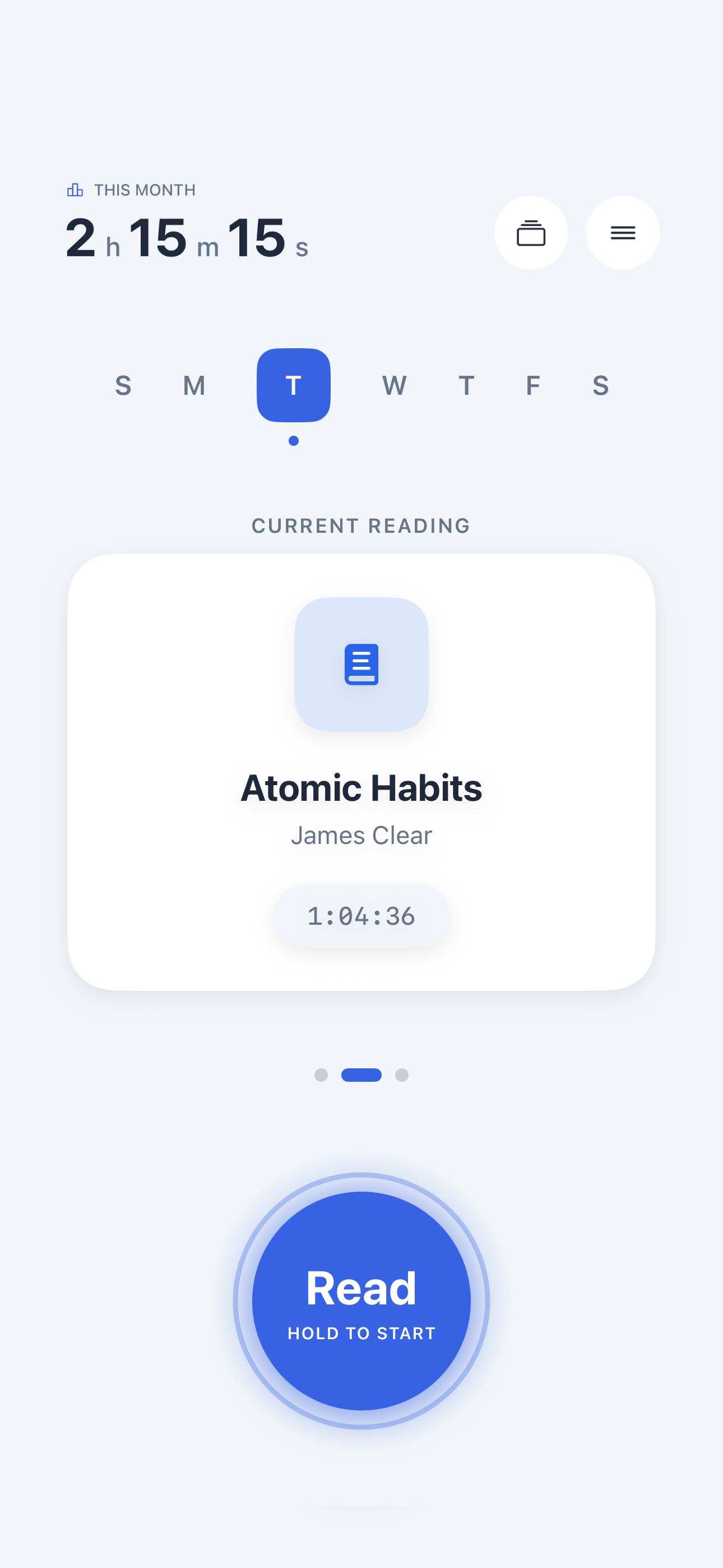 Time to Read — reading tracker app for iPhone showing daily streak and reading timer